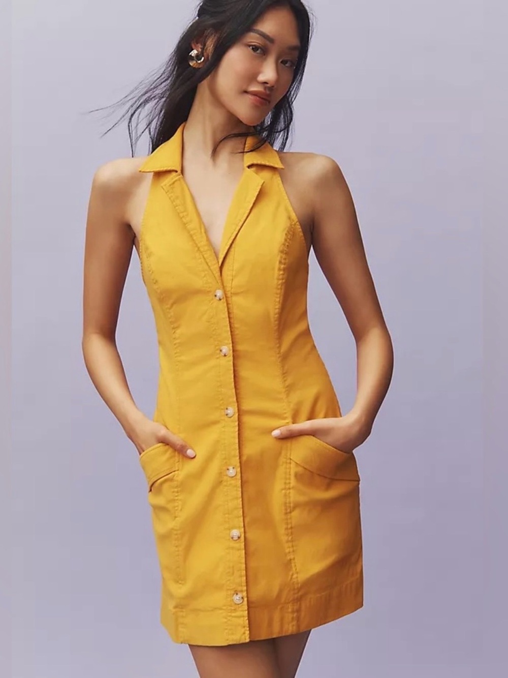 Anthropologie Maeve The Amelia Collared Button Front Mini Dress
Linen Blend